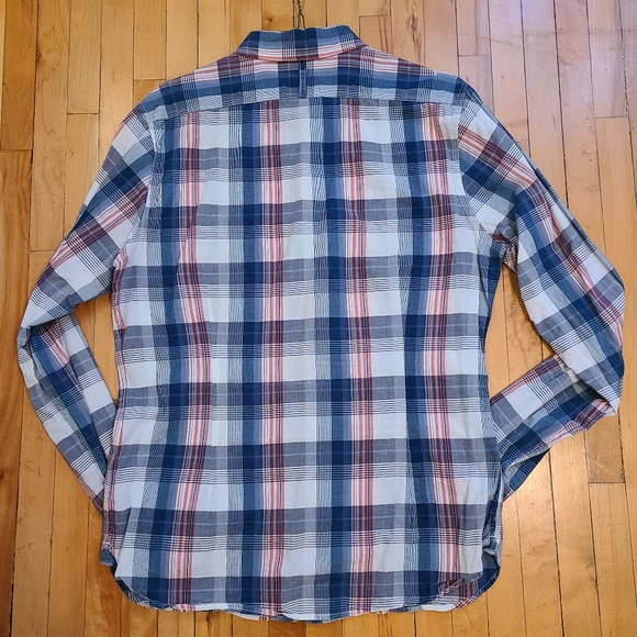 Express Fitted Men's Medium Light Plaid Shirt - Picture 3 of 5